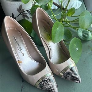 Christian Siriano Nude and Snakeskin Heels